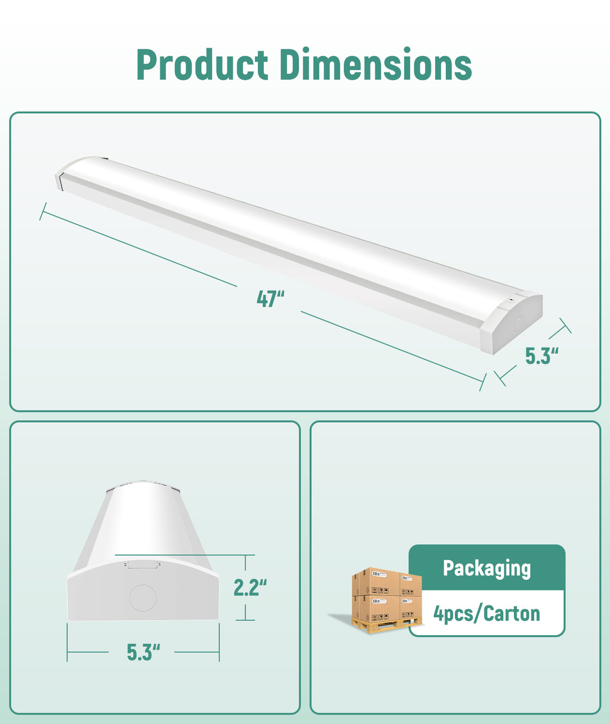 4FT LED Wraparound Light J-WL01, 20/30/40W Selectable, 3500K–6500K, DLC Premium