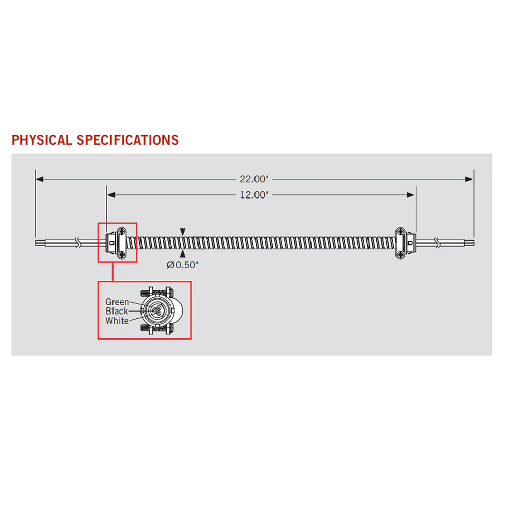 12in. Metal-Clad Cable 18/3 Wire for Remote Driver LED Downlights - Keystone