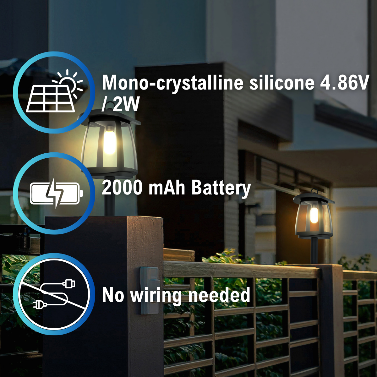 solar panel specifications and no wiring needed