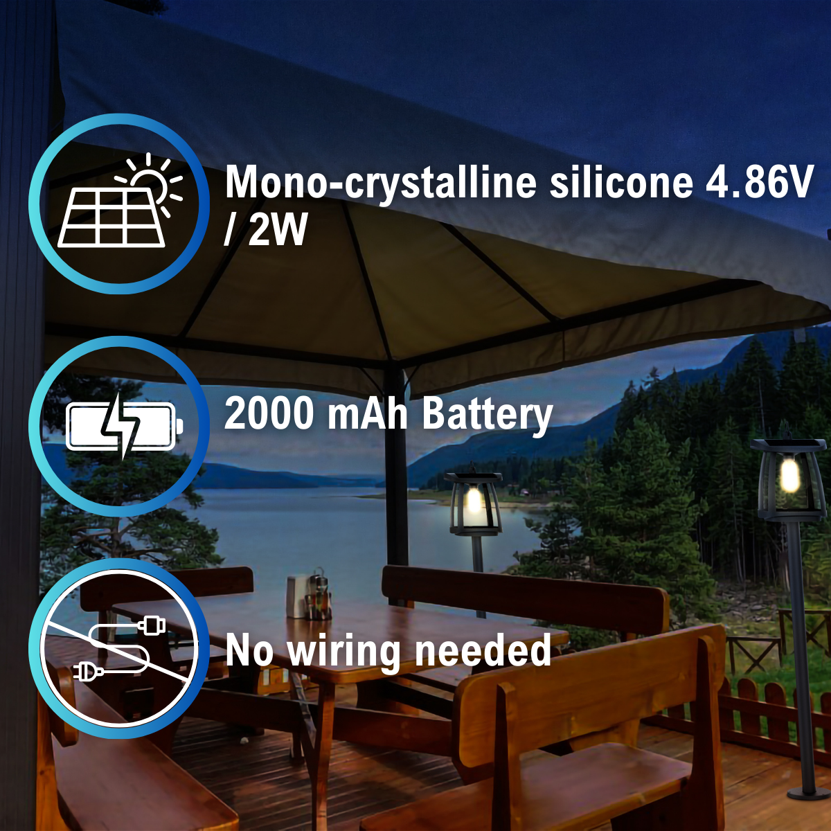 solar panel specifications and no wiring needed