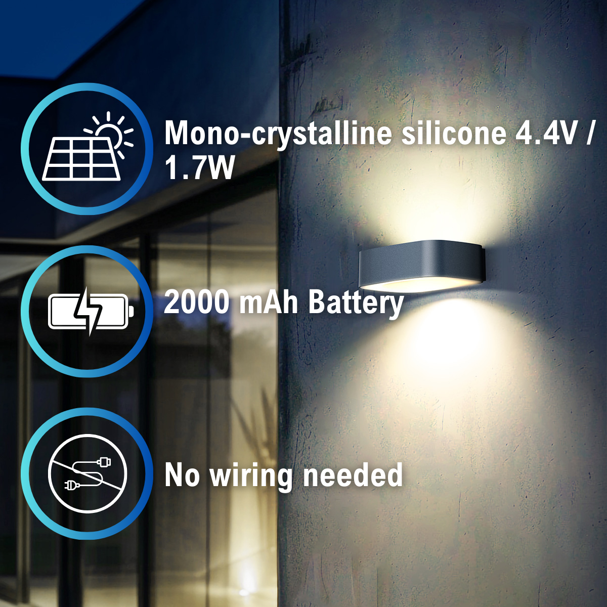 solar panel specifications and no wiring required