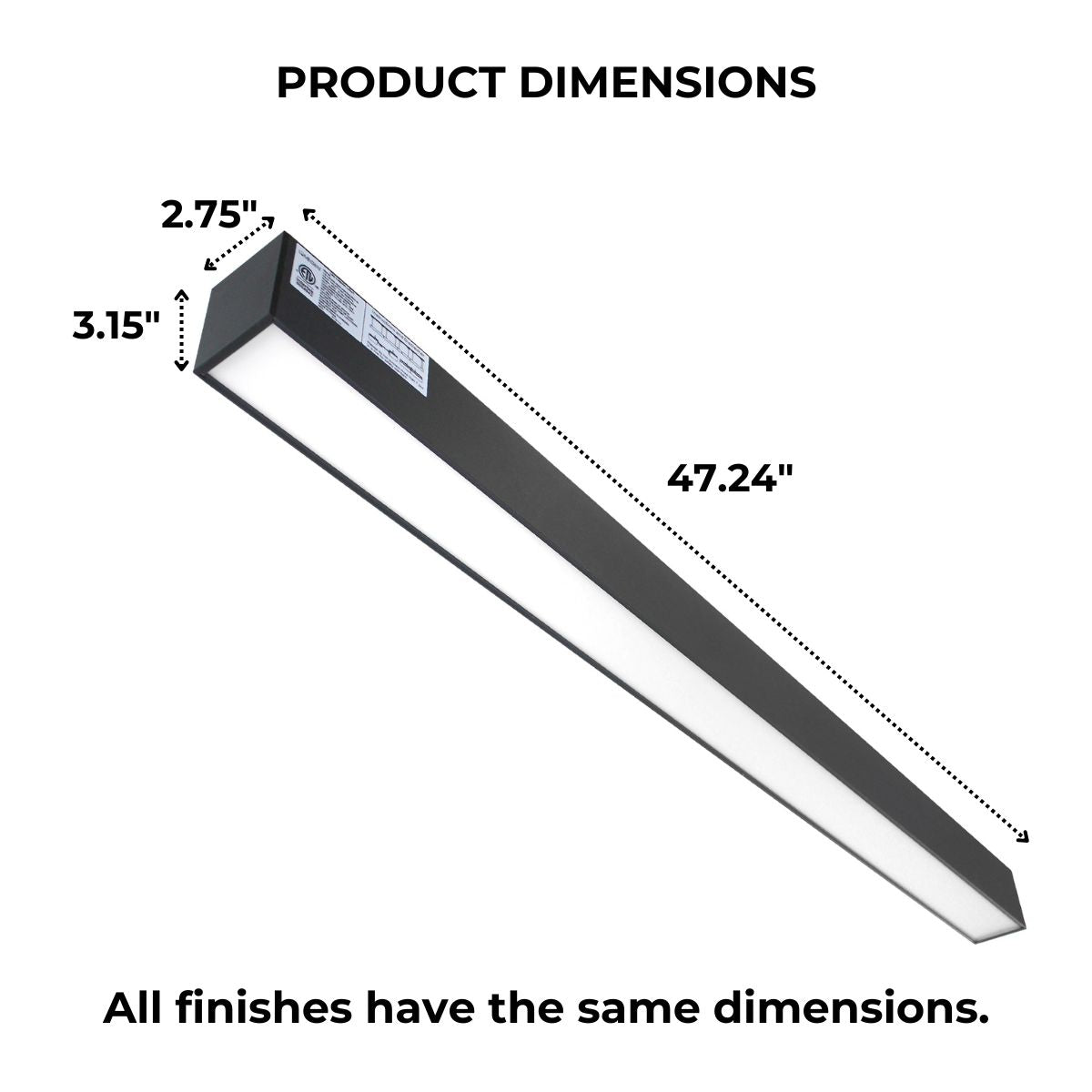 Dimensions of an LED Linear Light