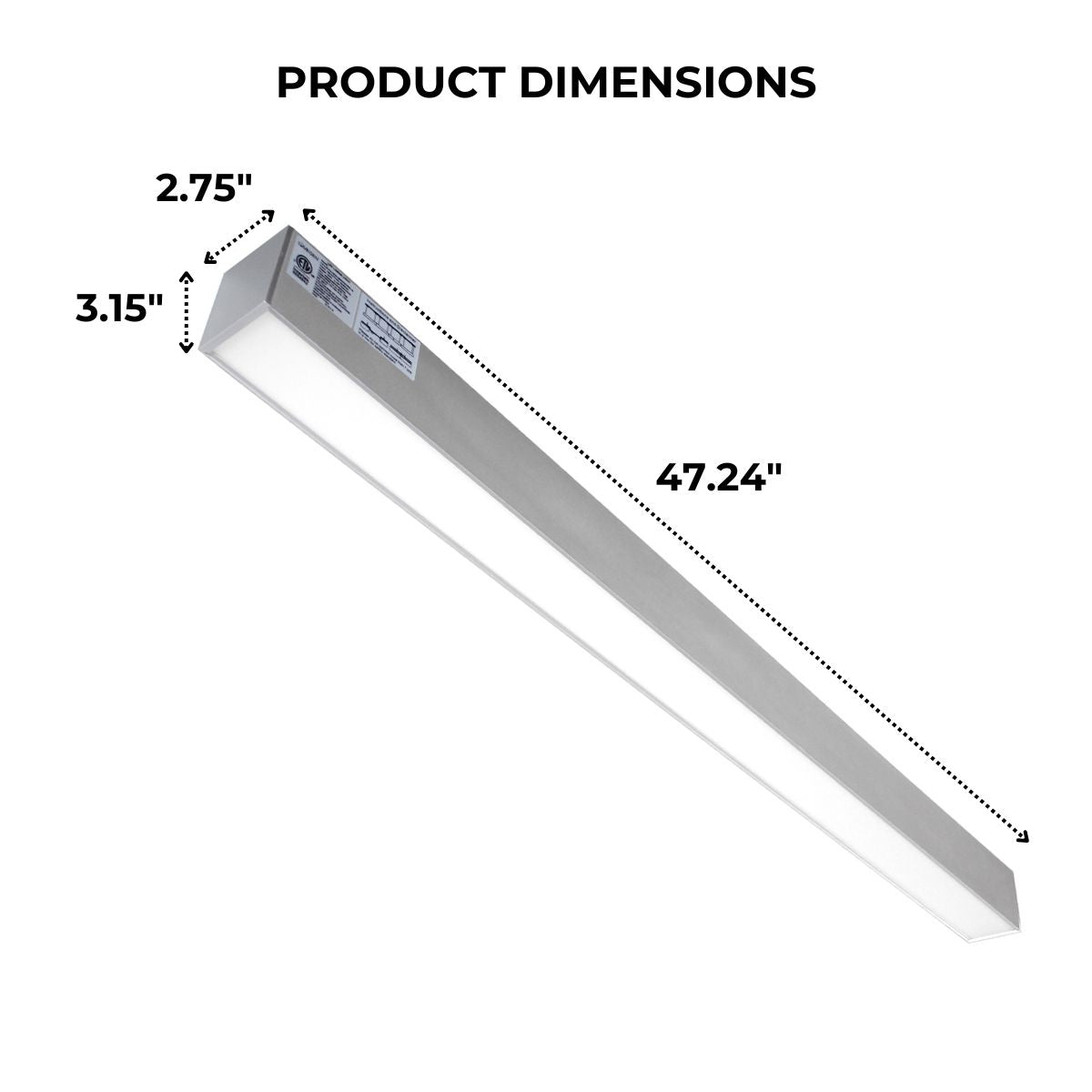 Dimensions of an LED Linear Light