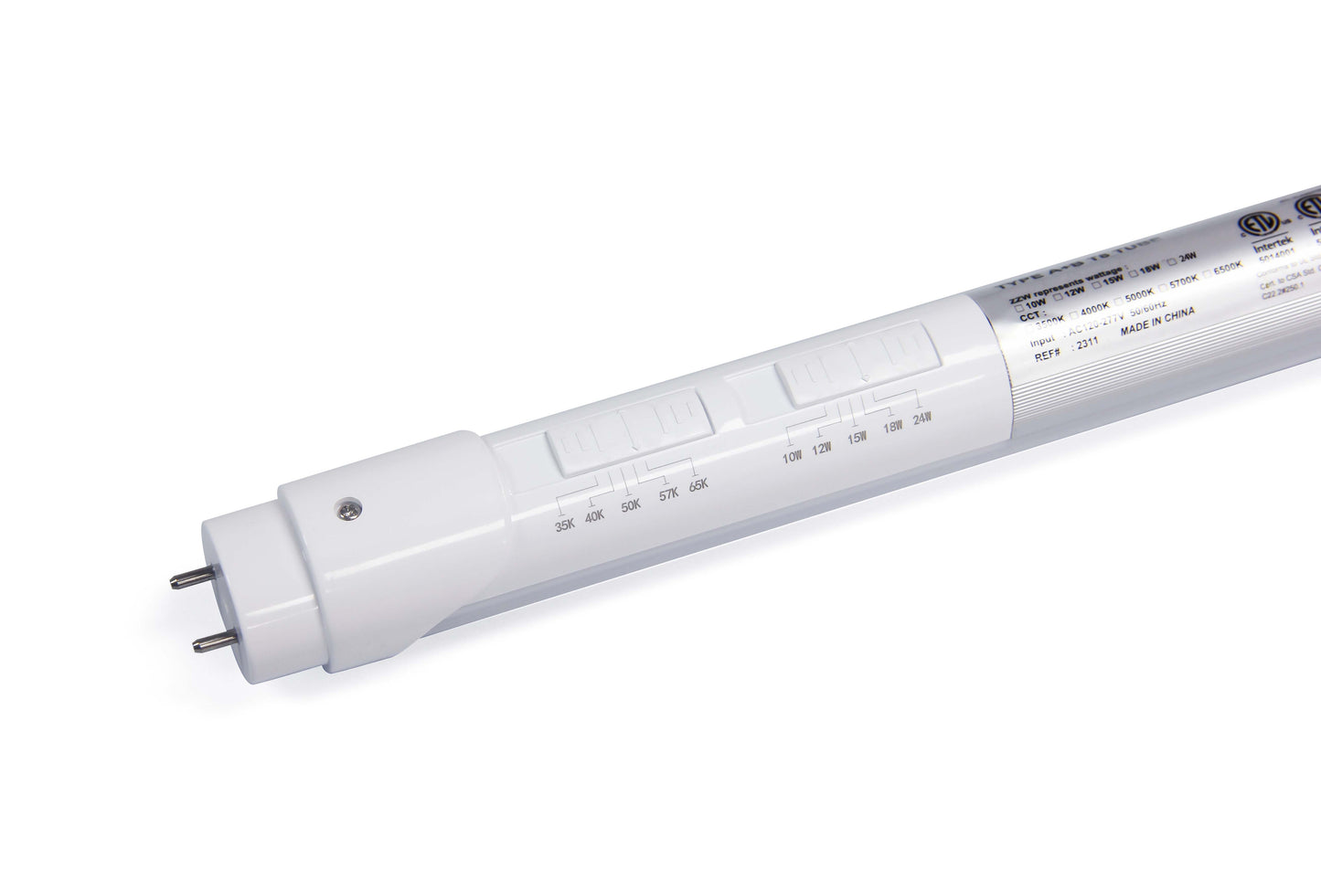 Case of 30 - 4ft LED T8 Wattage Adjustable & Color Tunable Tube - Type B - 10W/12W/15W/18W/24W - 35K/40K/50K/57K/65K - Jen Lighting