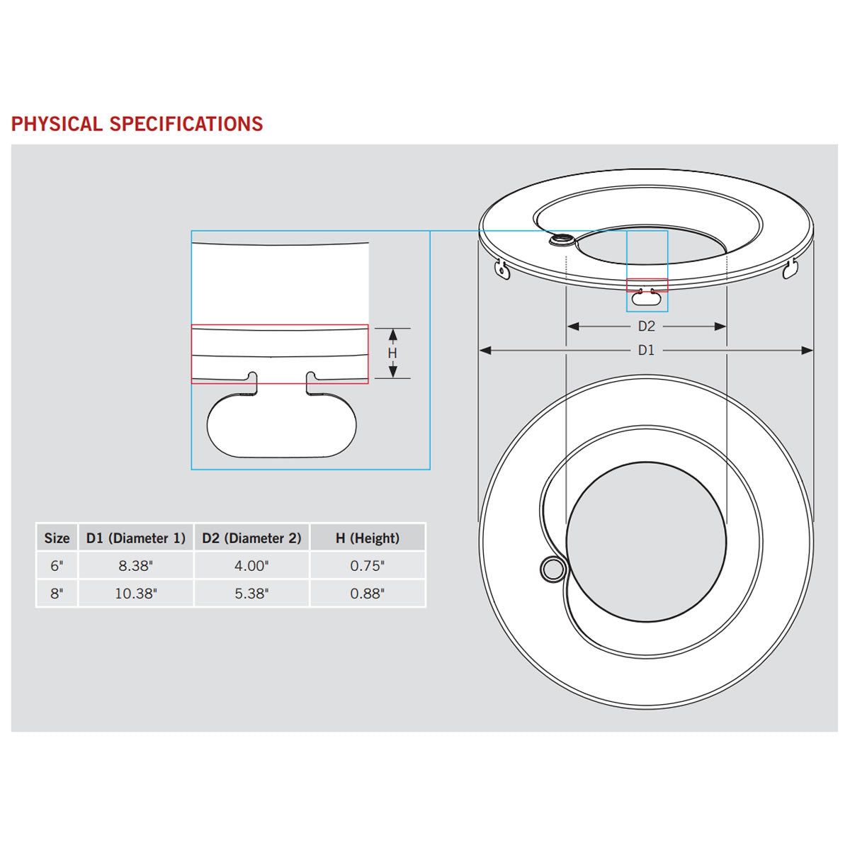 6in. Interchangeable Trim for Built-in Emergency Driver Downlights - Bronze - Keystone