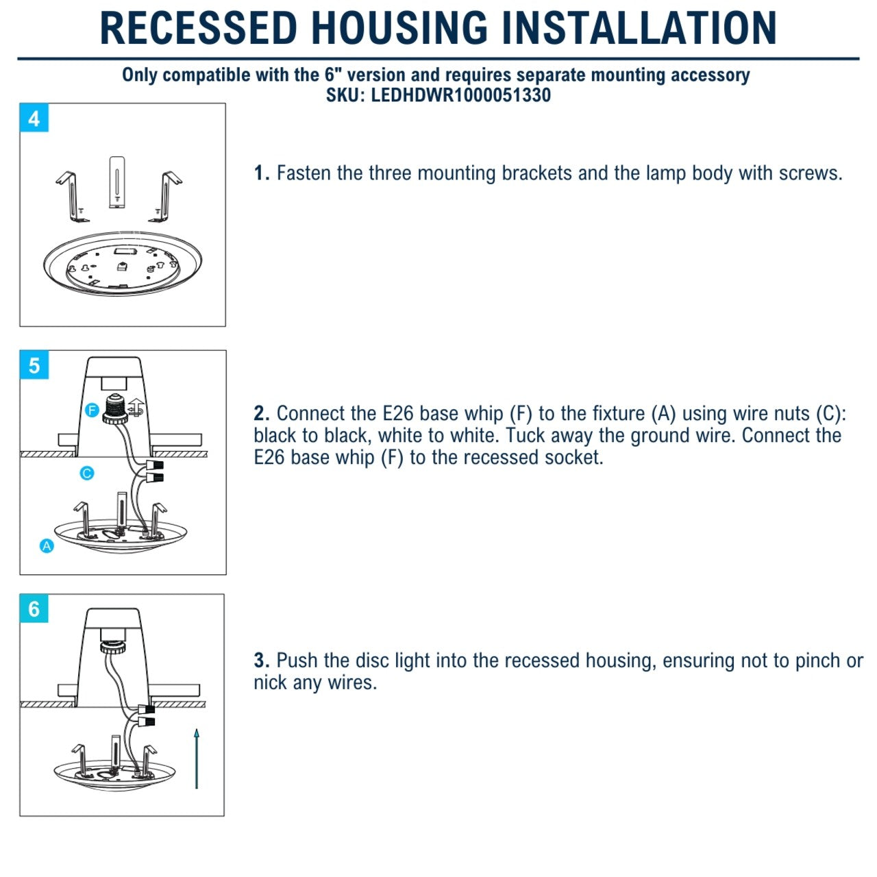 recessed housing installation instructions