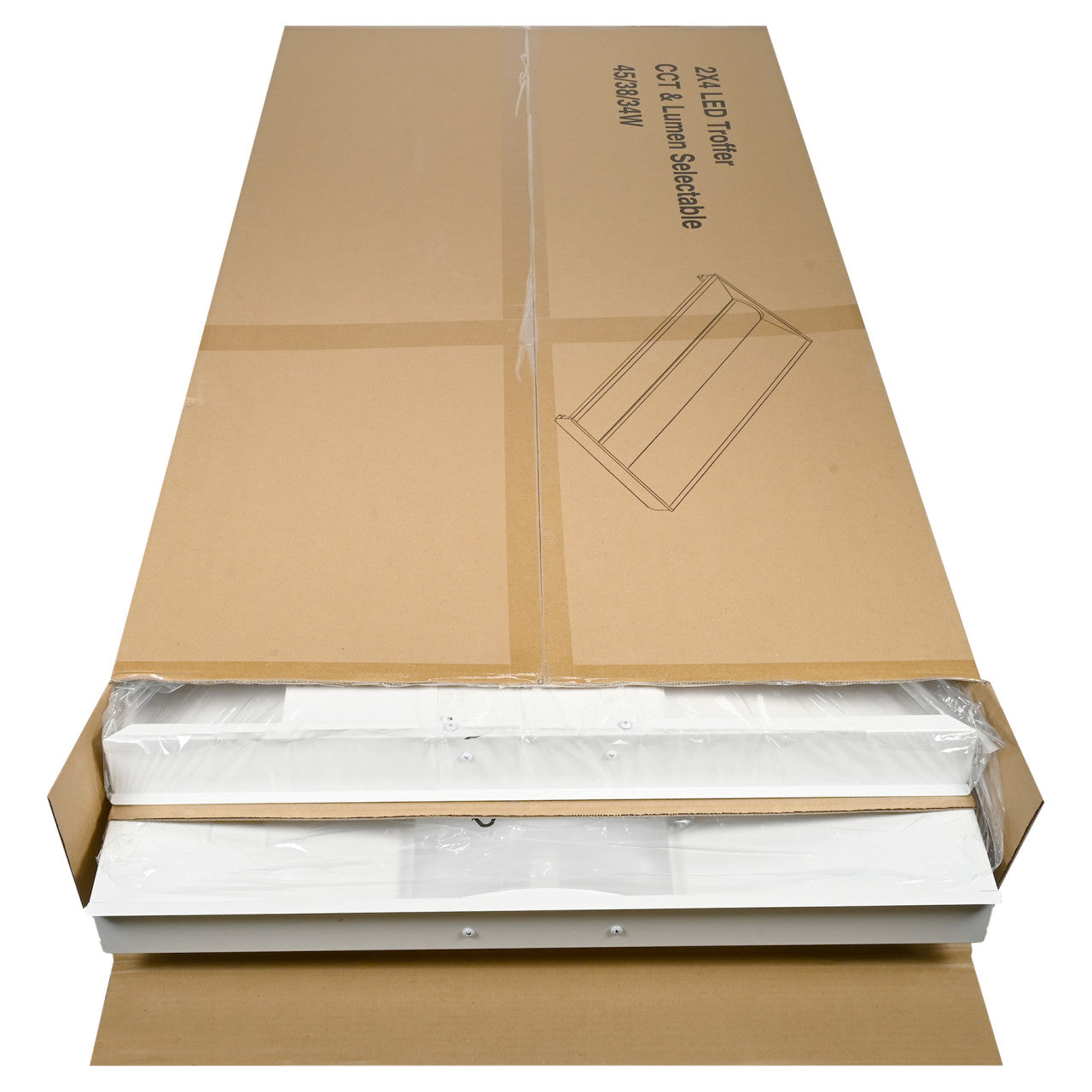 Case of 2 - 2x4 LED Troffer Light - Wattage Adjustable 34W/38W/45W - Color Tunable 35K/40K/50K - Jen Lighting