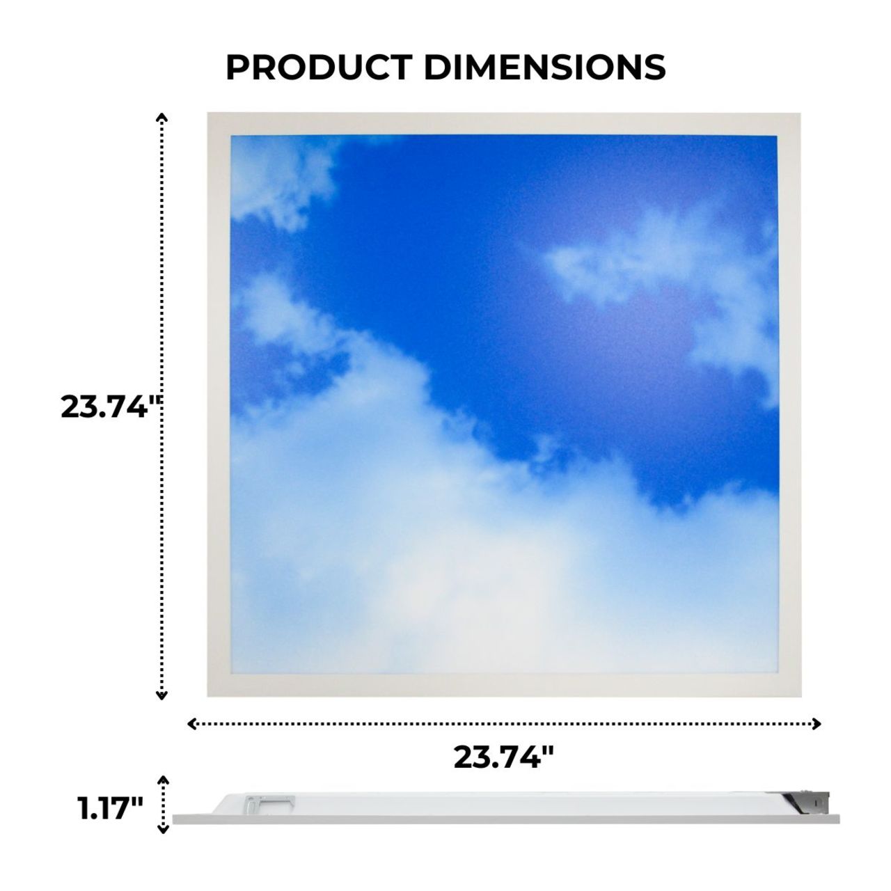 product dimensions for LED flat panel with cloud design