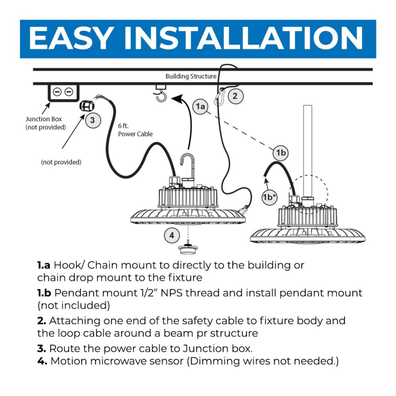 LED UFO High Bay - Wattage Select up to 240W - Color Selectable - White Finish - Energetic Lighting