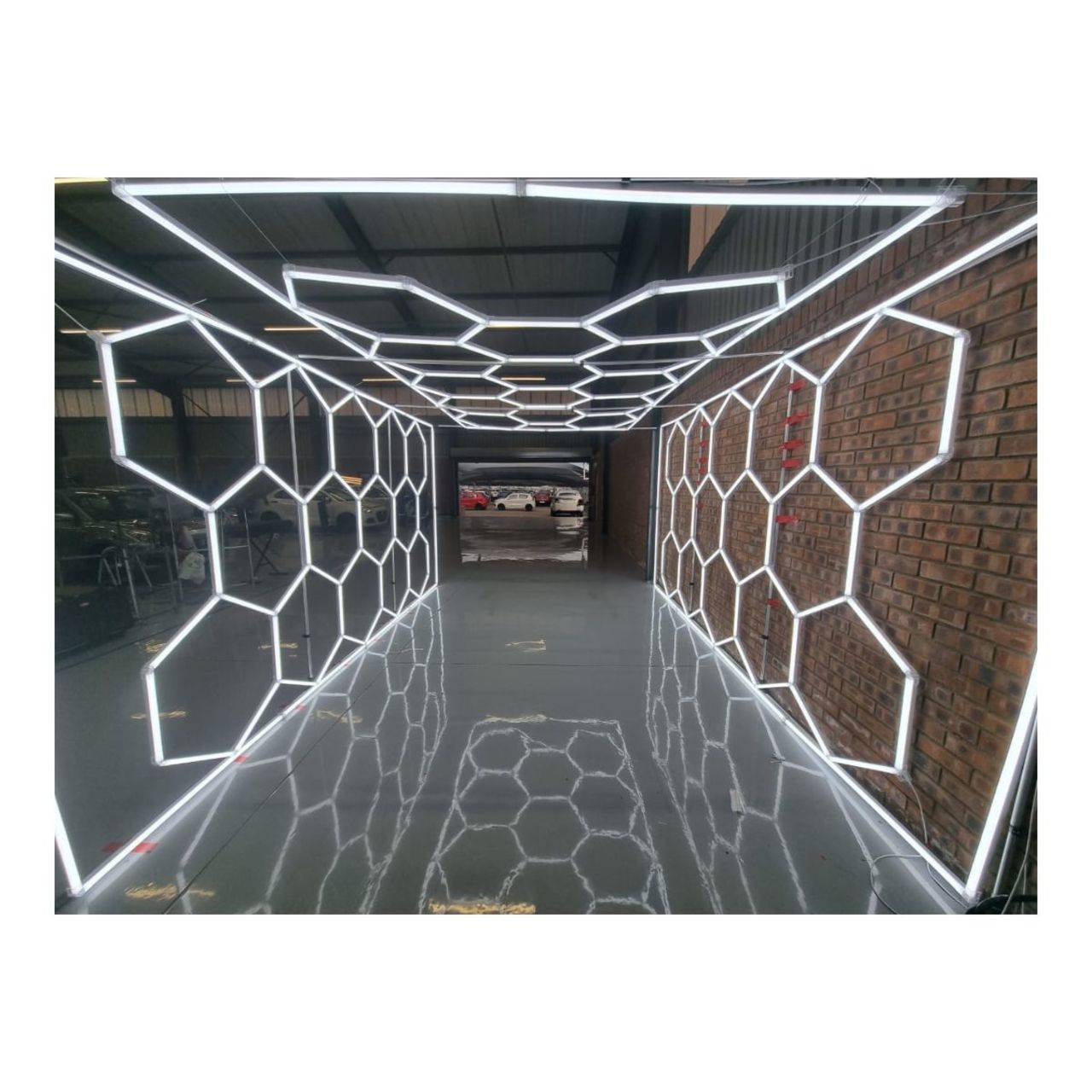 96in x 190in Hexagon Pattern LED Shop Light Kit - 534W - LumeGen, image size:1280x1280