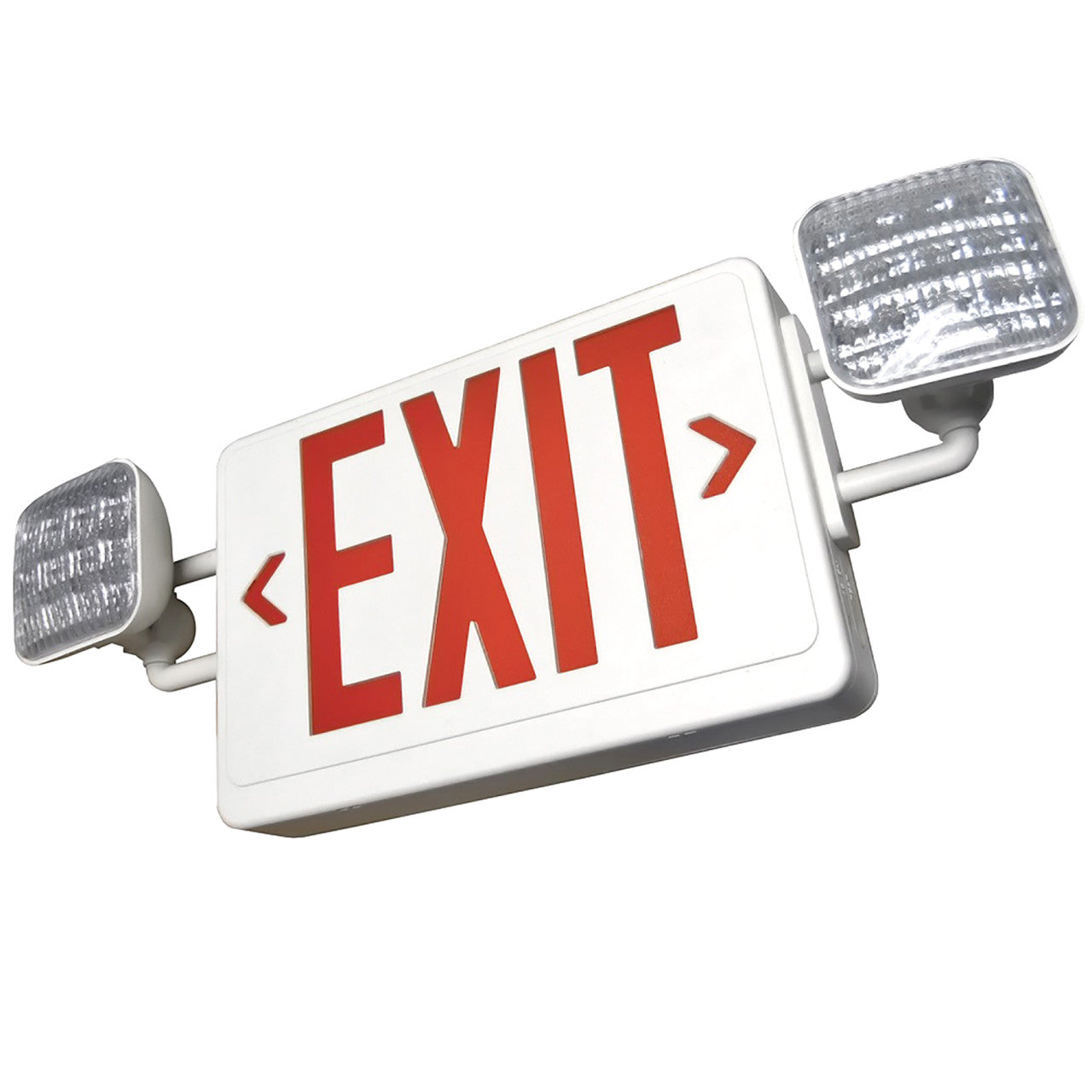 LED Exit & Emergency Combo Sign - White - 90 Min. Emergency Runtime - 120/277V