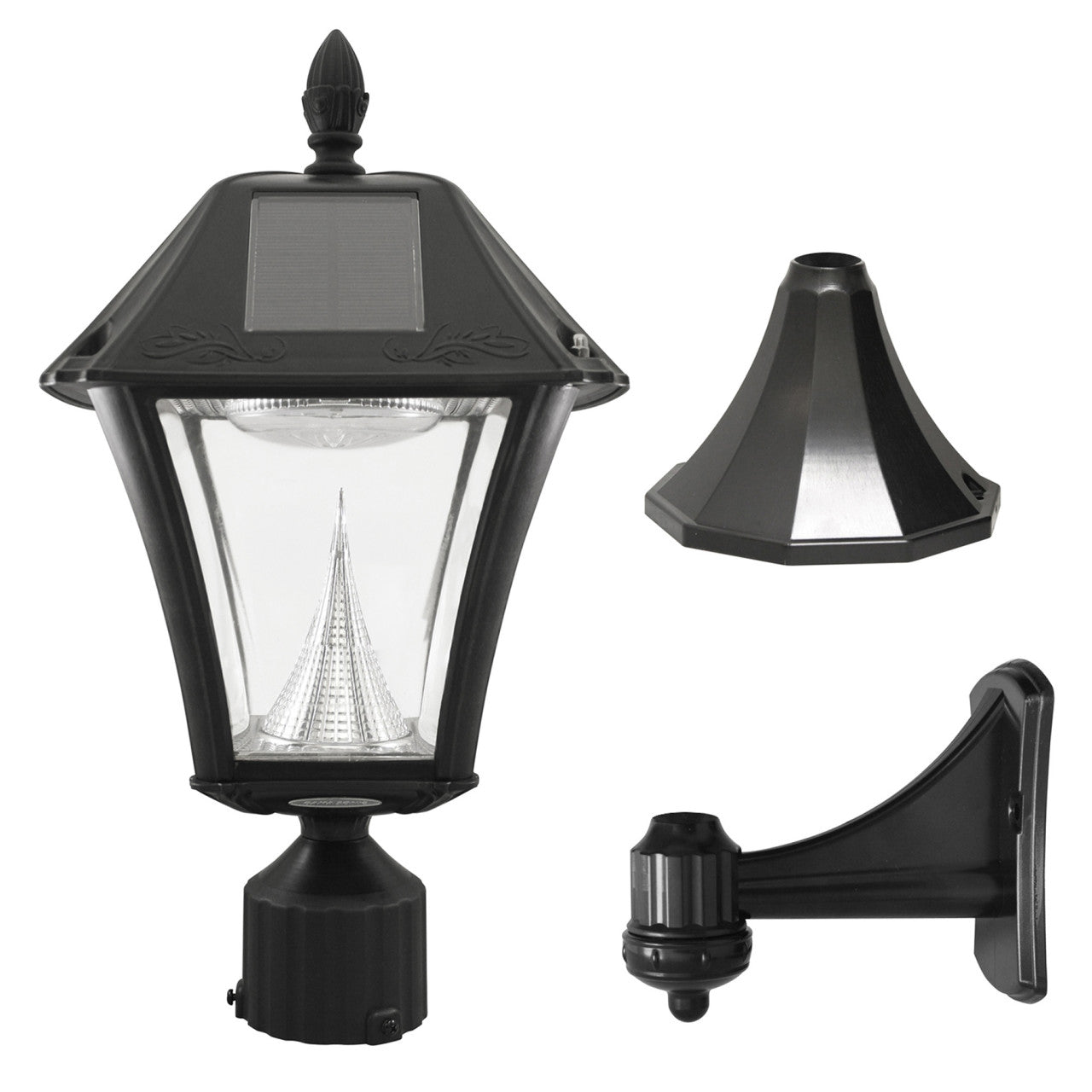 solar light with three different mounting options shown