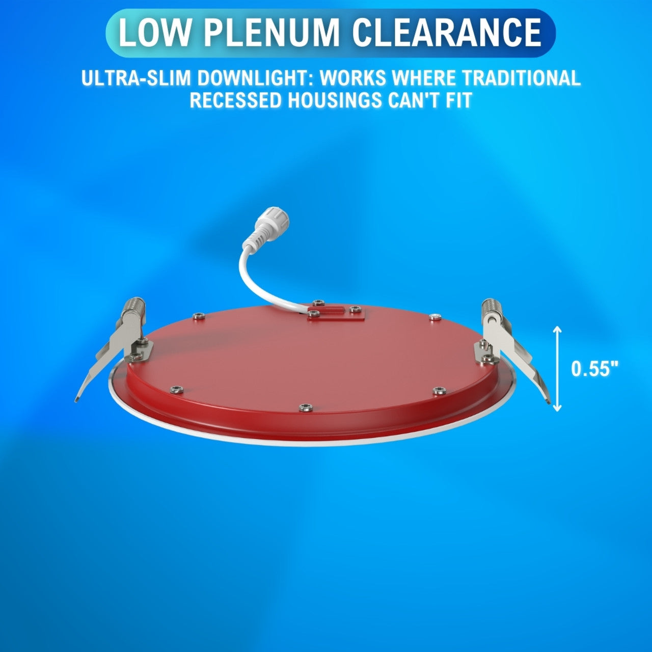 ultra-slim downlights have low plenum clearance that work where traditional recessed housings cannot fit