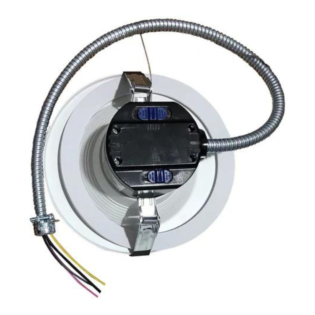 back side of LED downlight showing adjustable wattage and color temperature switches