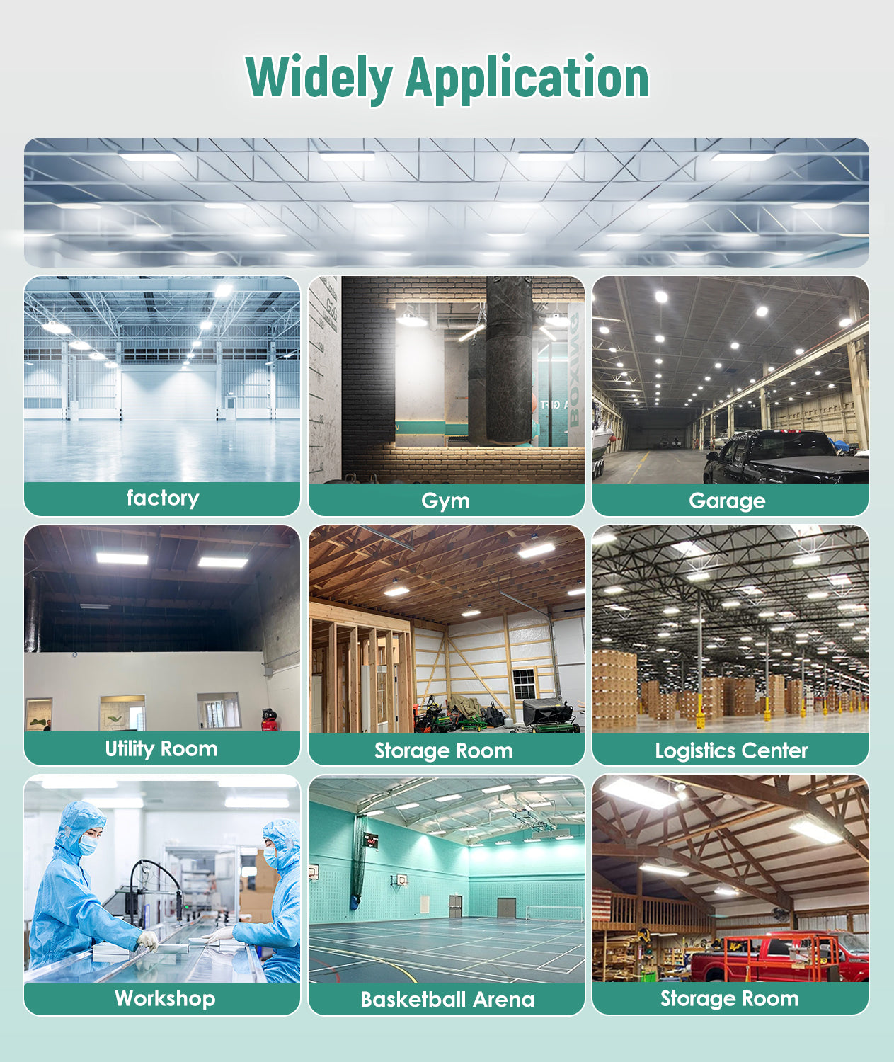 Case of 2 - LED Linear High Bay - 2ft - 25,600 Lumen Max - Full Lens - Wattage Adjustable 110W/130W/160W - Color Tunable 40K/50K/57K - Sensor Base