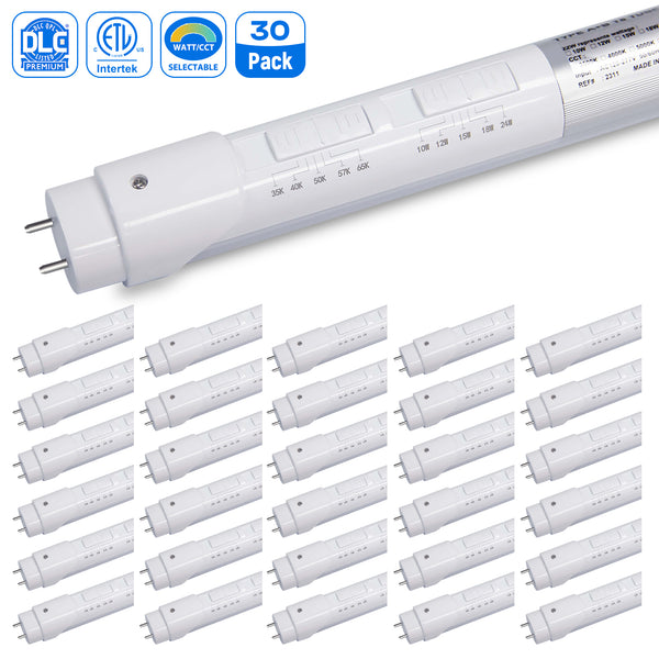Case of 30 - 4ft LED T8 Wattage Adjustable & Color Tunable Tube - Type A+B - 10W/12W/15W/18W/24W - 35K/40K/50K/57K/65K