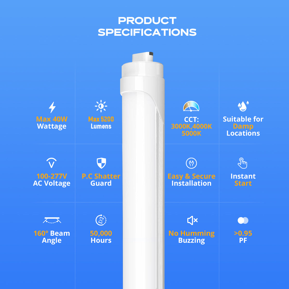 high output 8ft led tube
