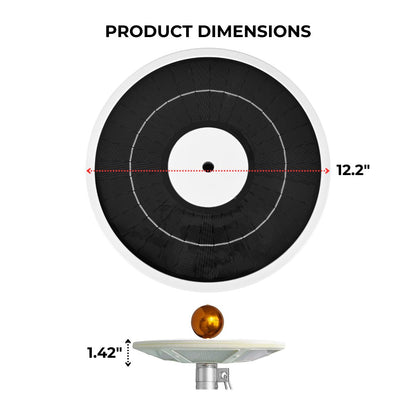 Dimensions shown for a solar LED Flagtop Pole Light