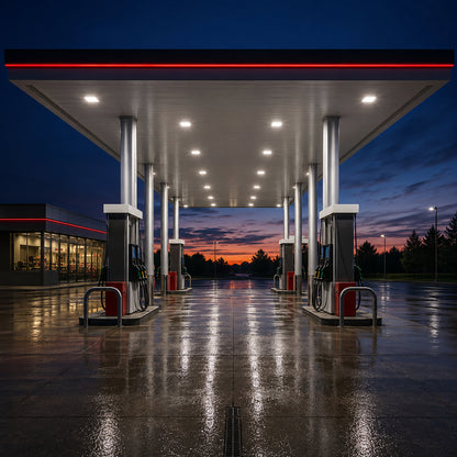 75W LED Garage Canopy Light – 40/60/75W Selectable, 3CCT, 4-Pack, 10,125LM Each, Sensor Ready