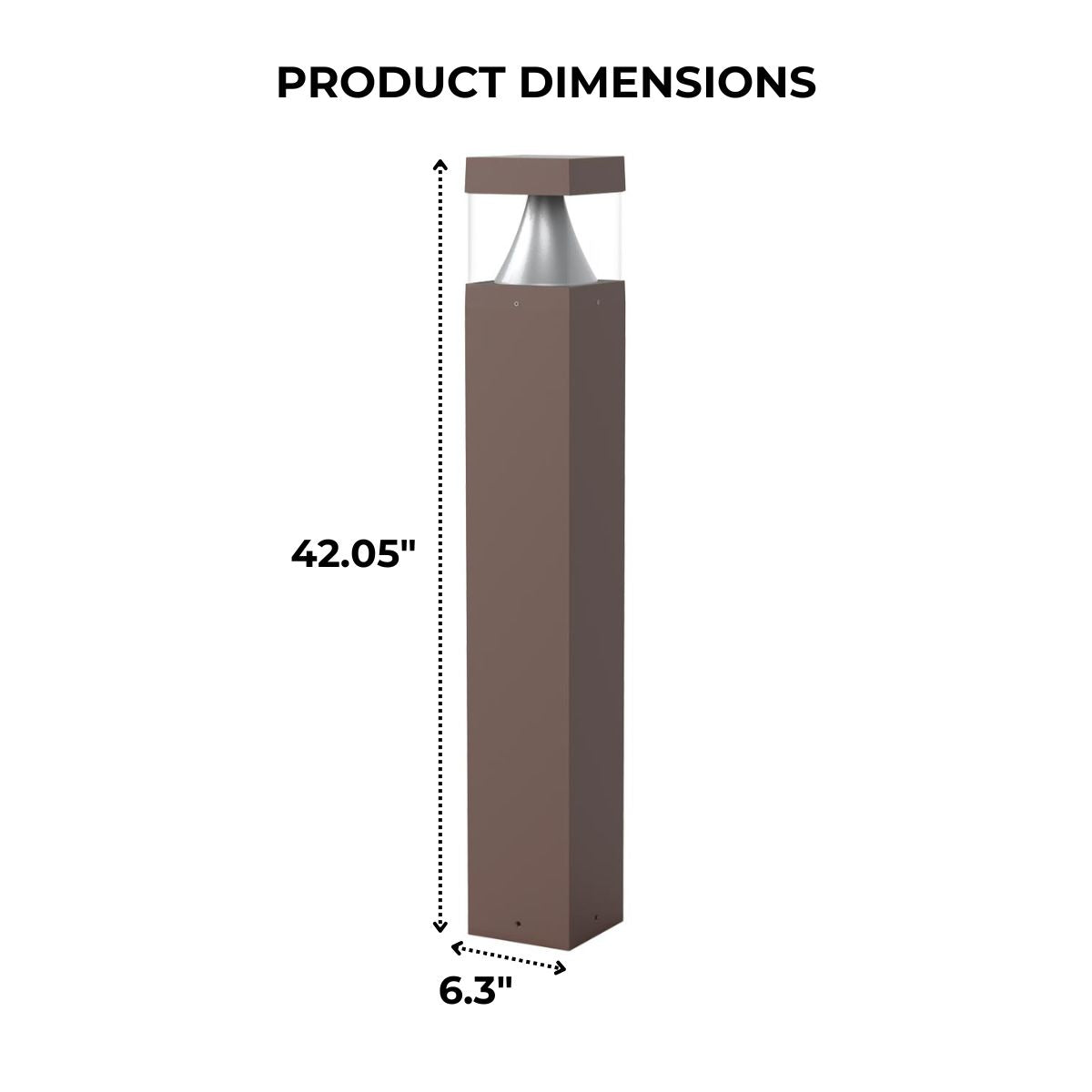 Dimensions of an LED Bollard Light
