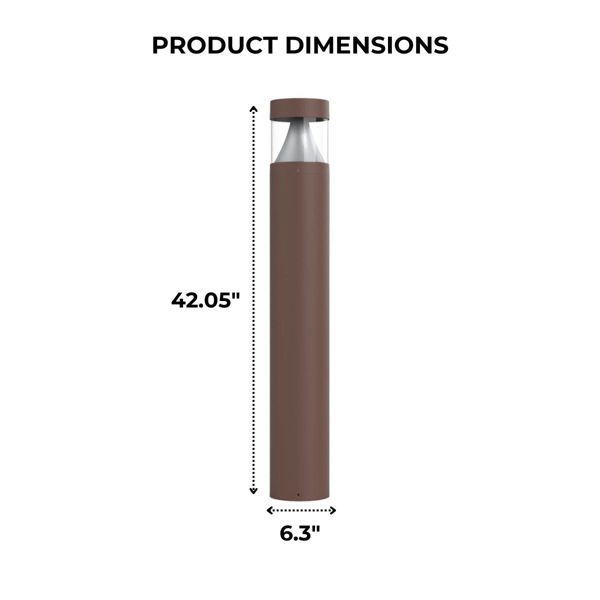 Dimensions of an LED Bollard Light