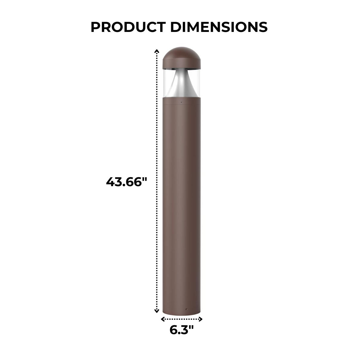 Dimensions of an LED Bollard Light