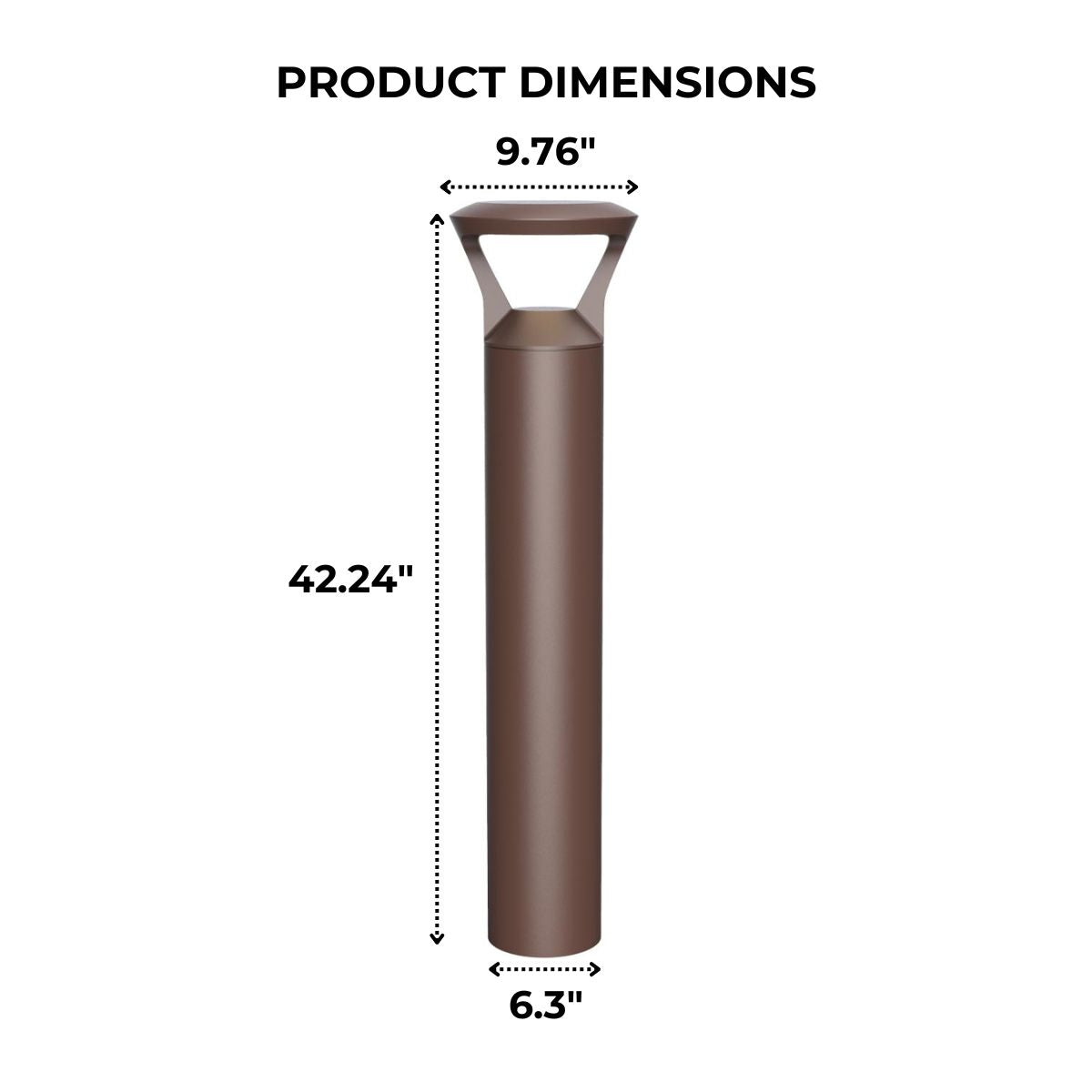 Dimensions of an LED Bollard Light