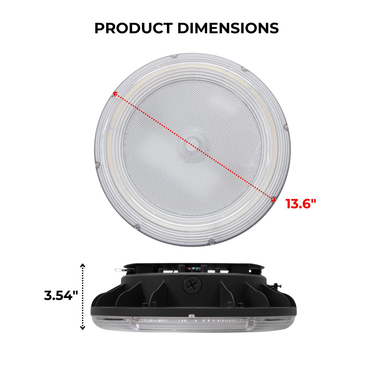 Dimensions of a round LED Canopy Light