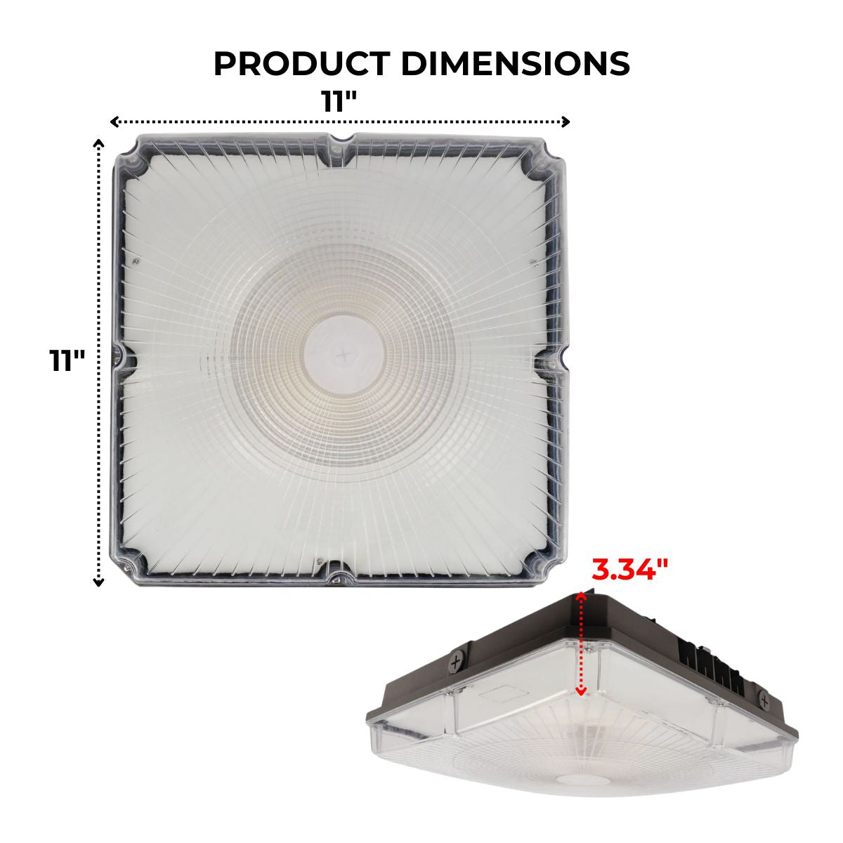 Dimensions of a square LED Canopy Light