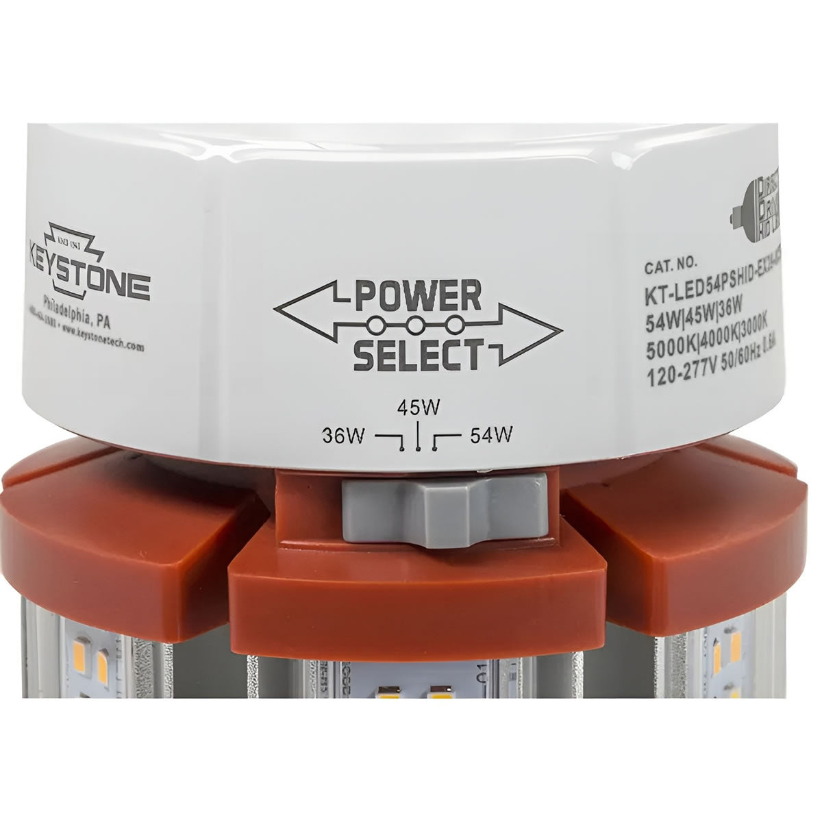 LED Wattage Adjustable & Color Tunable Corn Cob Retrofit Bulb - EX39 Base - 36W/45W/54W - 3000K/4000K/5000K - Keystone