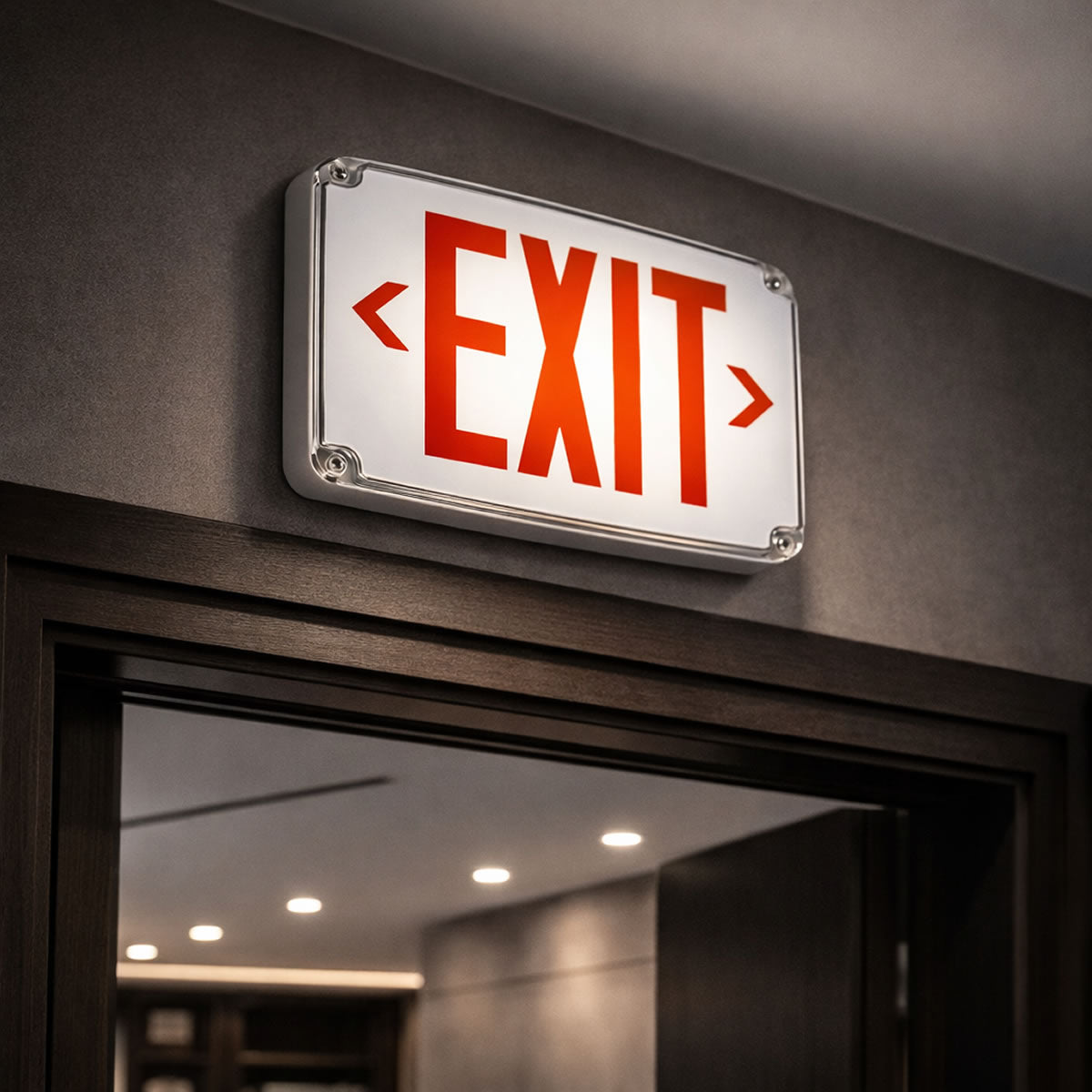 LED Compact Wet Location PC Exit Sign - 90 Min. Runtime - Single Face - 120/277V