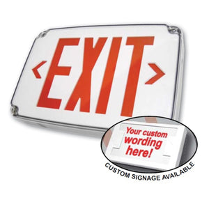 Exit Sign that notes custom signage is also available