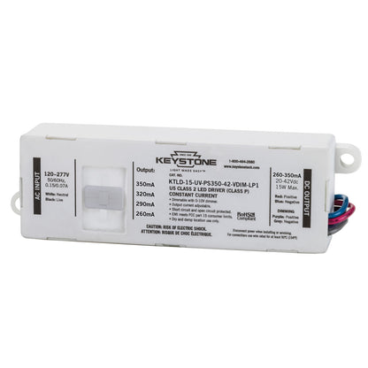 LED Power Selectable Constant Current LED Driver - 15W - 20-42V Output Voltage - Dimmable - Keystone