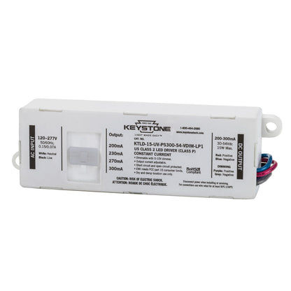 LED Power Selectable Constant Current LED Driver - 15W - 30-54V Output Voltage - Dimmable - Keystone