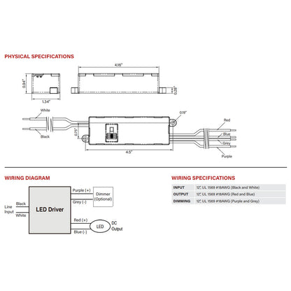 LED Power Selectable Constant Current LED Driver - 15W - 30-54V Output Voltage - Dimmable - Keystone