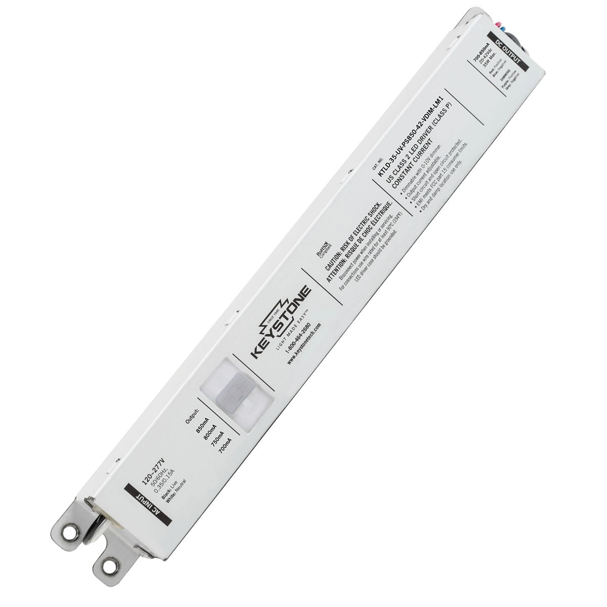 LED Power Selectable Constant Current LED Driver - 35W - 20-42V Output Voltage - Dimmable - Keystone