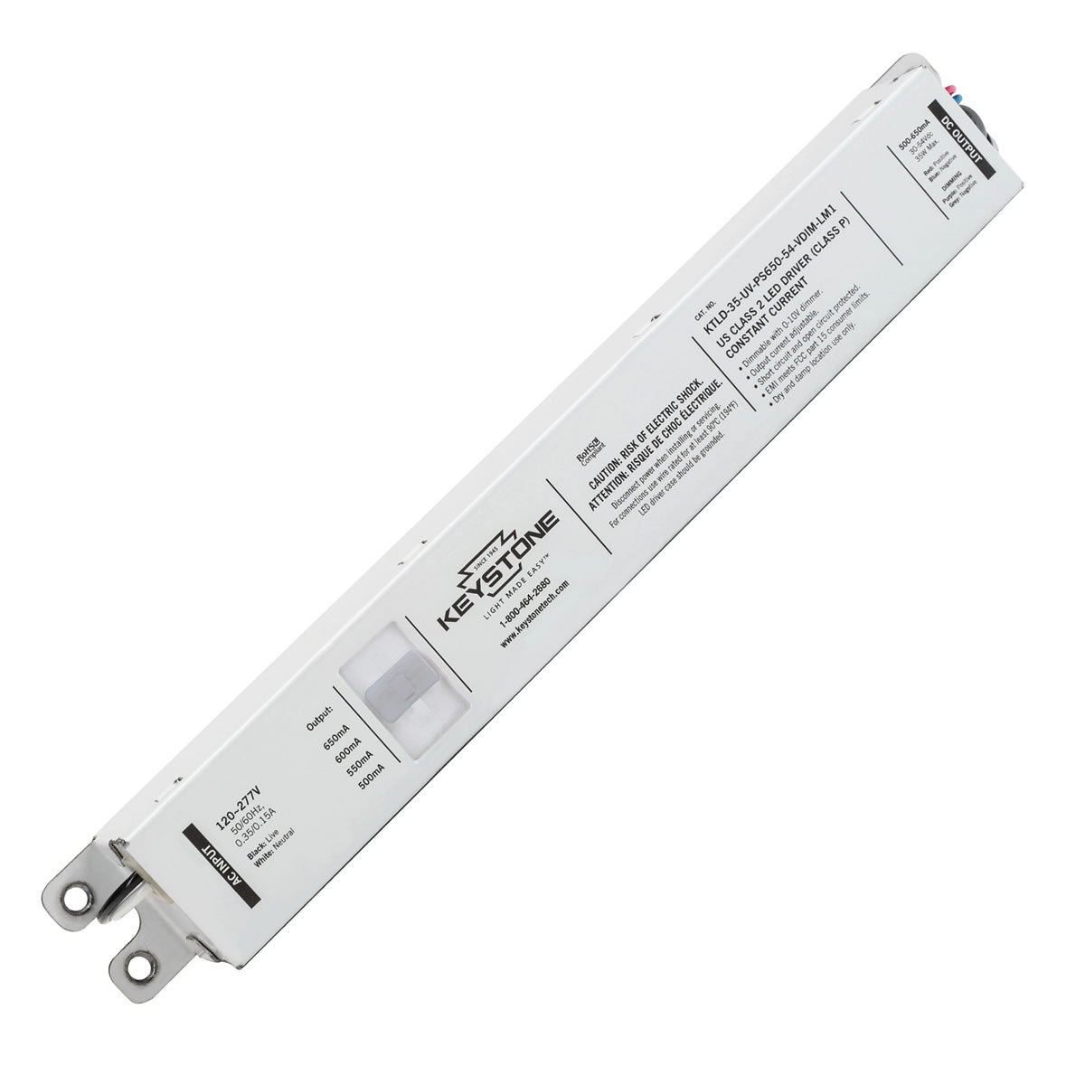LED Power Selectable Constant Current LED Driver - 35W - 30-54V Output Voltage - Dimmable - Keystone