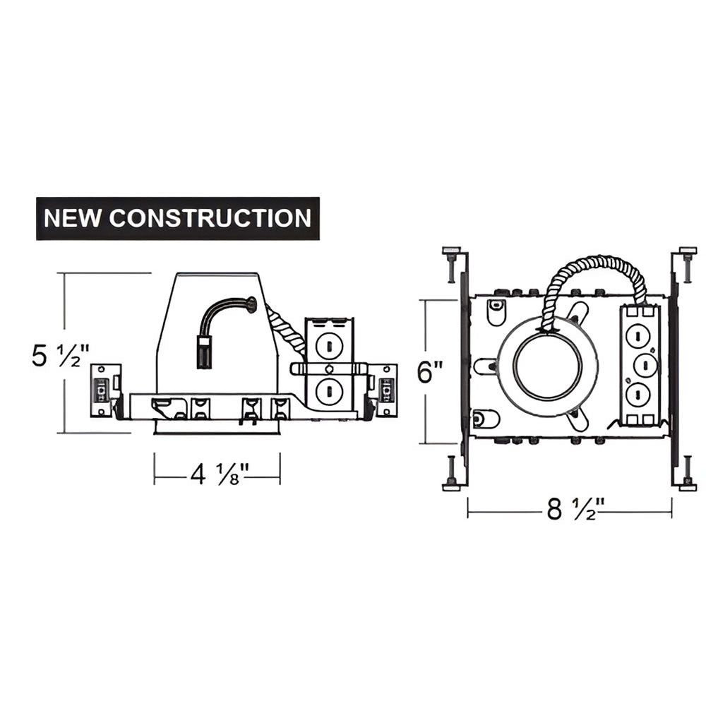 Case of 6 - 4in. New Construction LED Recessed Housing - IC Rated