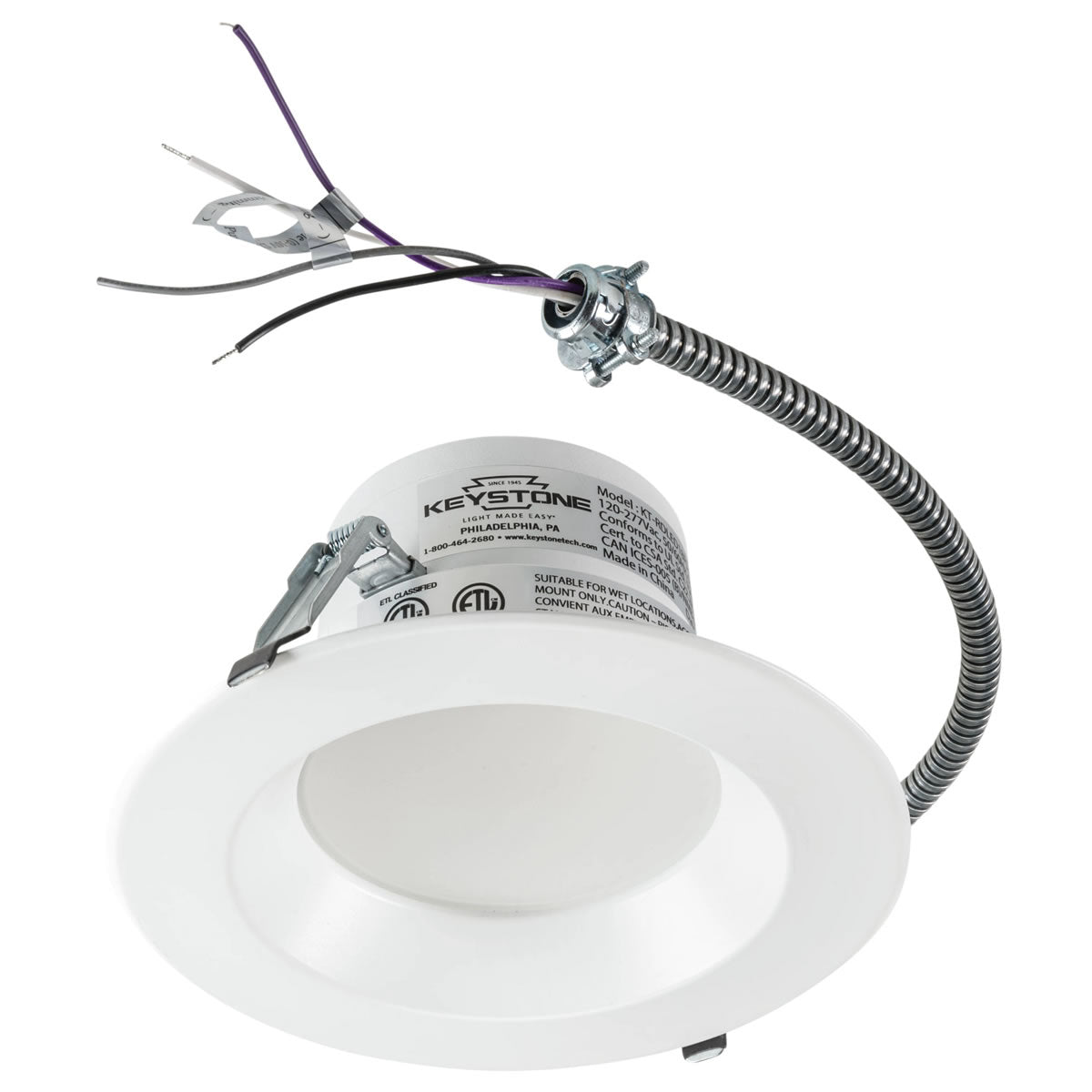 6in. LED Wattage Adjustable & Color Tunable Recessed Downlight - Integrated Driver - 9W/13W/18.5W - 2700K/3500K/5000K - Keystone
