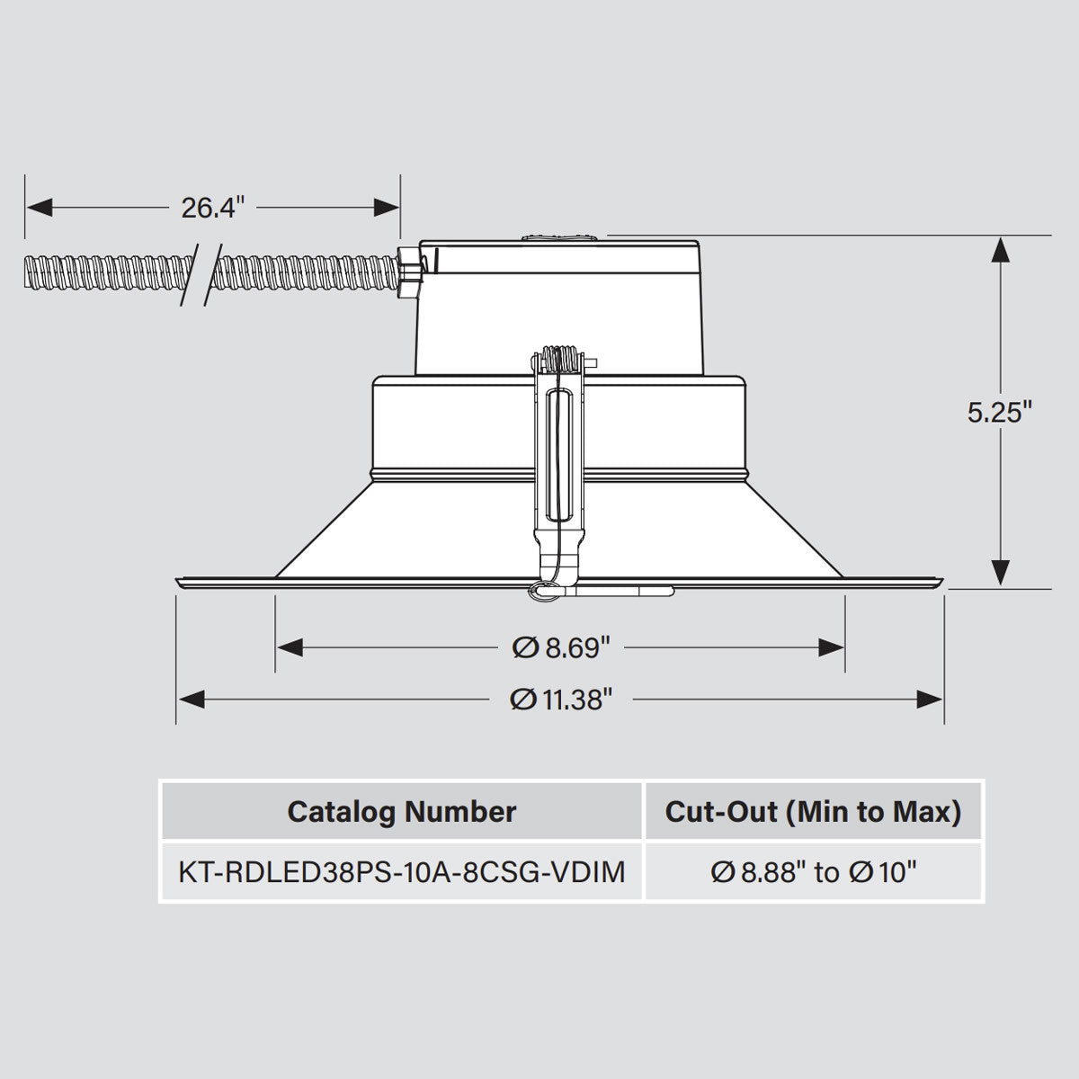10in. LED Wattage Adjustable & Color Tunable Recessed Downlight - Integrated Driver - 21W/29.5W/37.5W - 2700K/3500K/5000K - Keystone