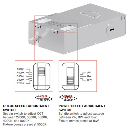 4in. LED Wattage Adjustable & Color Tunable Recessed Downlight - Remote Driver - 7W/11W/16W - 2700K/3000K/3500K/4000K/5000K - Keystone