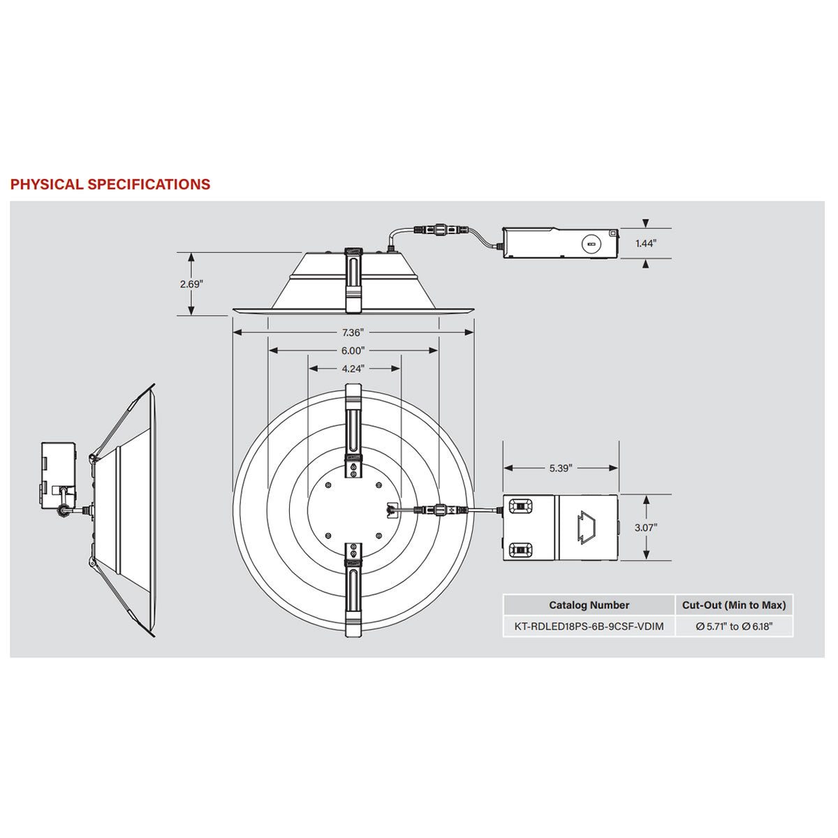 6in. LED Wattage Adjustable & Color Tunable Recessed Downlight - Remote Driver - 9W/13W/18.5W - 2700K/3000K/3500K/4000K/5000K - Keystone