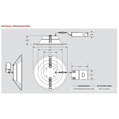 6in. LED Wattage Adjustable & Color Tunable Recessed Downlight - Remote Driver - 9W/13W/18.5W - 2700K/3000K/3500K/4000K/5000K - Keystone