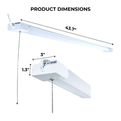 Dimensions shown for an LED Shop Light