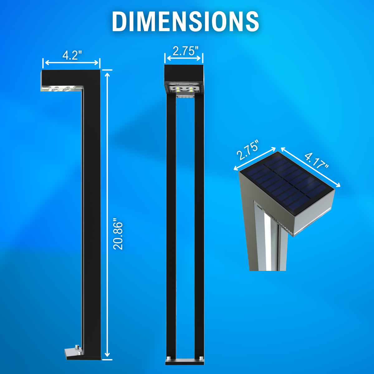 solar bollard light dimensions