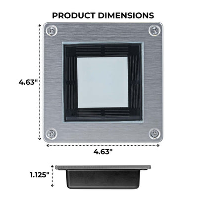 Dimensions of a square solar LED deck light
