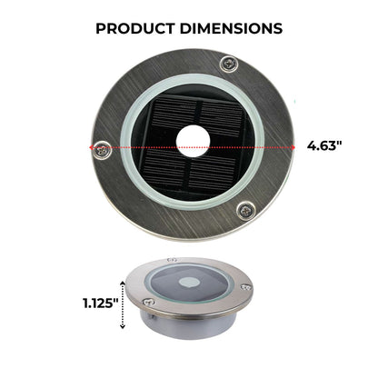 Dimensions of a round solar LED deck light
