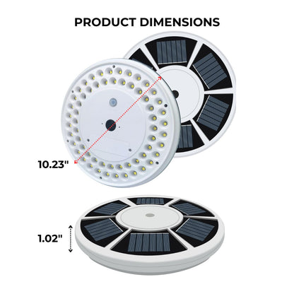 Dimensions shown for a solar LED Flagtop Pole Light