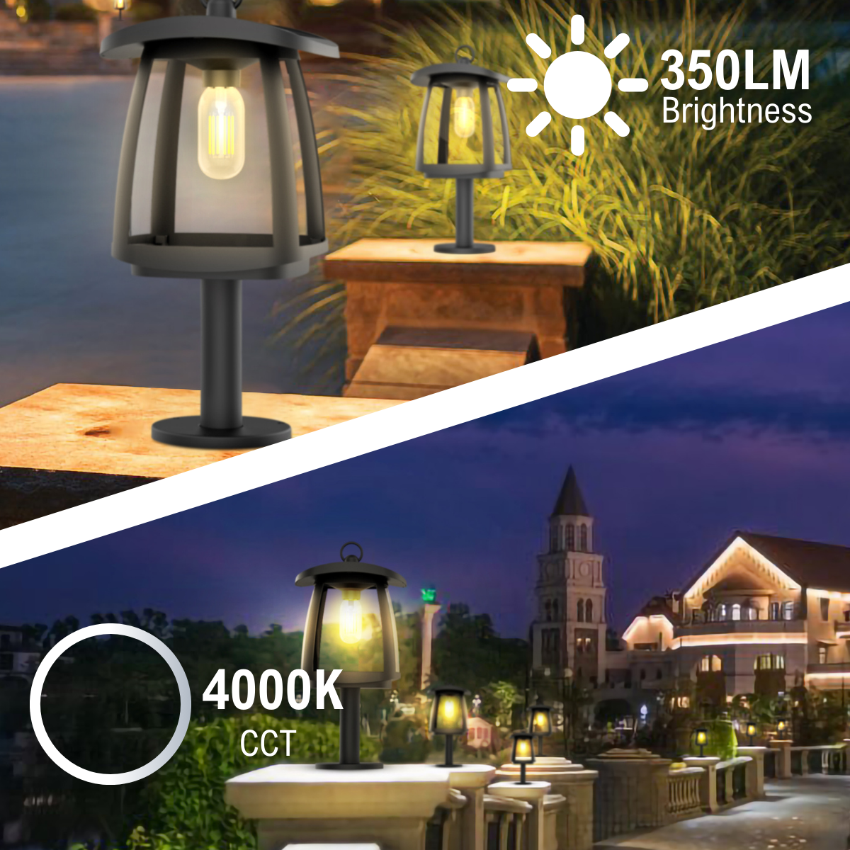 350 lumens brightness and 4000K color temperature solar light