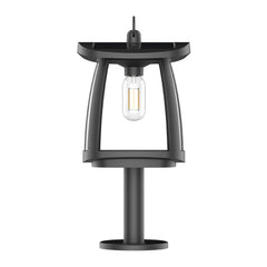 Solar LED Garden Lantern Post Light with Mounting Pier - Black Finish - 4000K - LumeGen